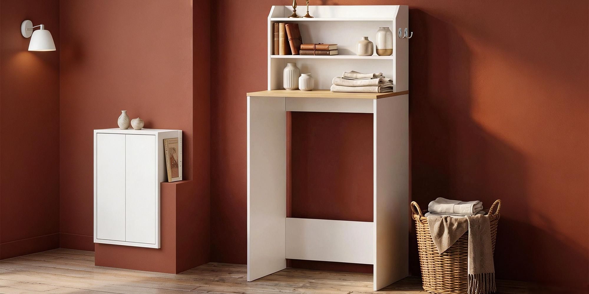 Waschmaschinenschrank, Überbauschrank für Waschmaschine | Waschmaschinenregal mit offenen Ablagefächern, Waschmaschinen Schrank, 50 x 68 x 128 cm