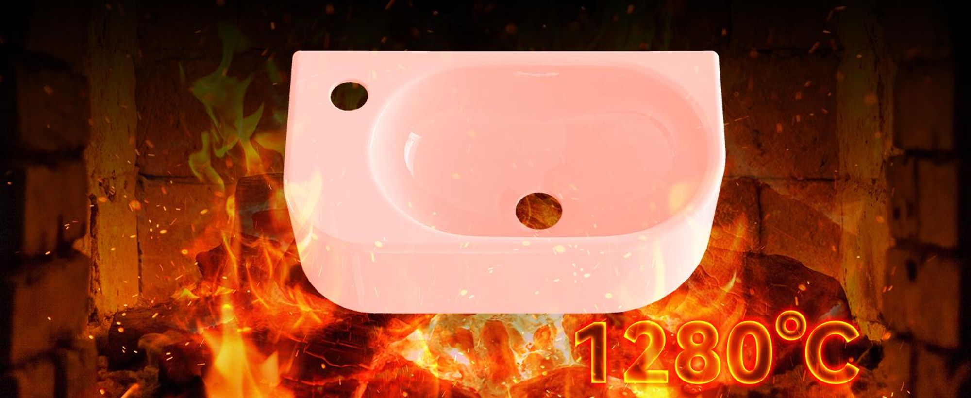 HOROW Hänge Waschbecken Aufsatzwaschbecken Wandmontage Handwaschbecken Waschschale mit Hahnloch, ohne Überlauf, Hahnloch Links