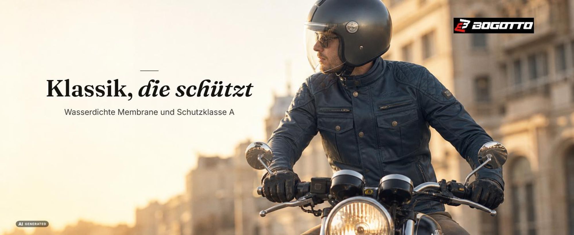 Bogotto Barton wasserdichte Motorrad Wachsjacke, schwarz, M