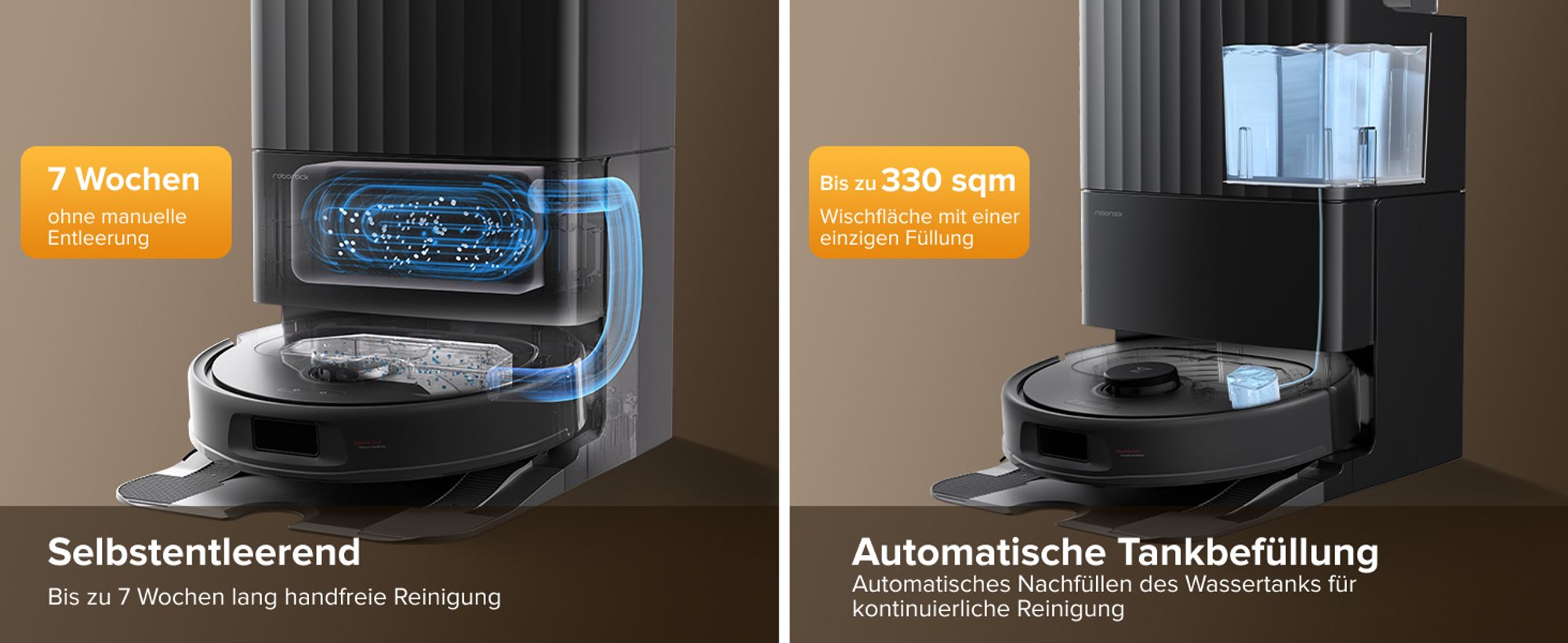Roborock QV 35S Staubsauger Roboter, 10.000Pa Saugroboter (Upgrade von Qrevo Plus), Anti-Tangle-Bürsten, Anhebbare Schleudermopps (Schwarz)