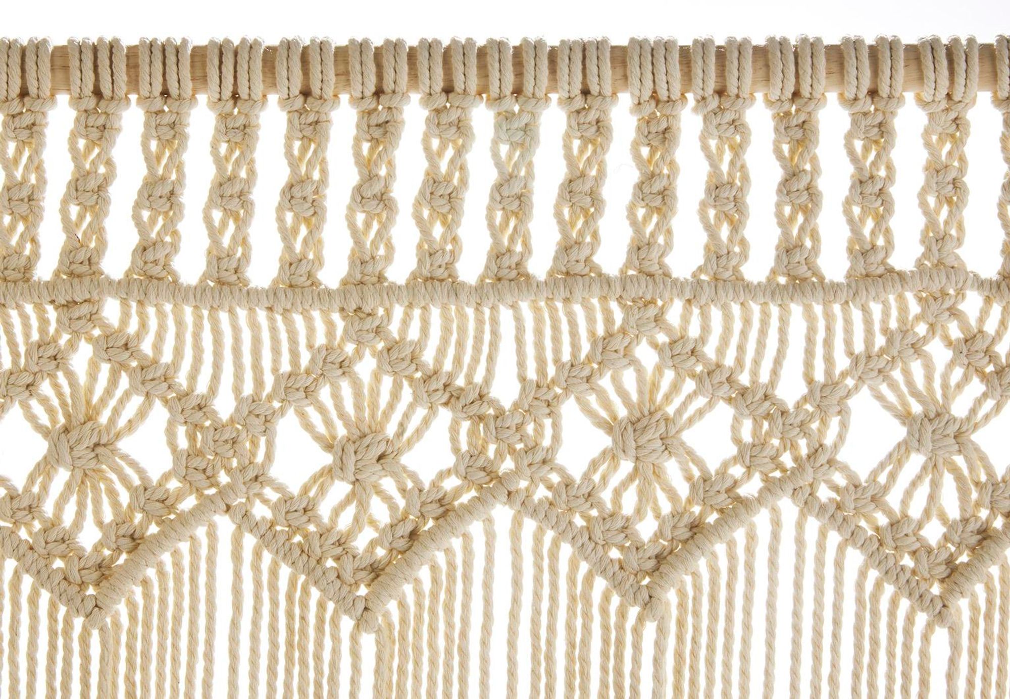 Kobolo Türvorhang Makramee Vorhang TWINE 95x210cm beige 132 Stränge rechteckig Wohnzimmer Vorhänge hängende Trennwände Streifenvorhang Insektenschutz