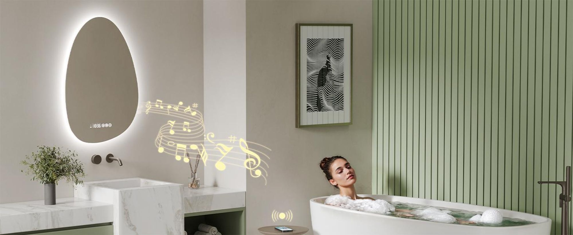 S'AFIELINA Specchio da Bagno con Illuminazione Asimmetrica 50 × 85 cm, Antinebbia, Specchio LED con 3 Colori di Luce e Intensità Regolabile, IP44 | Leroy Merlin