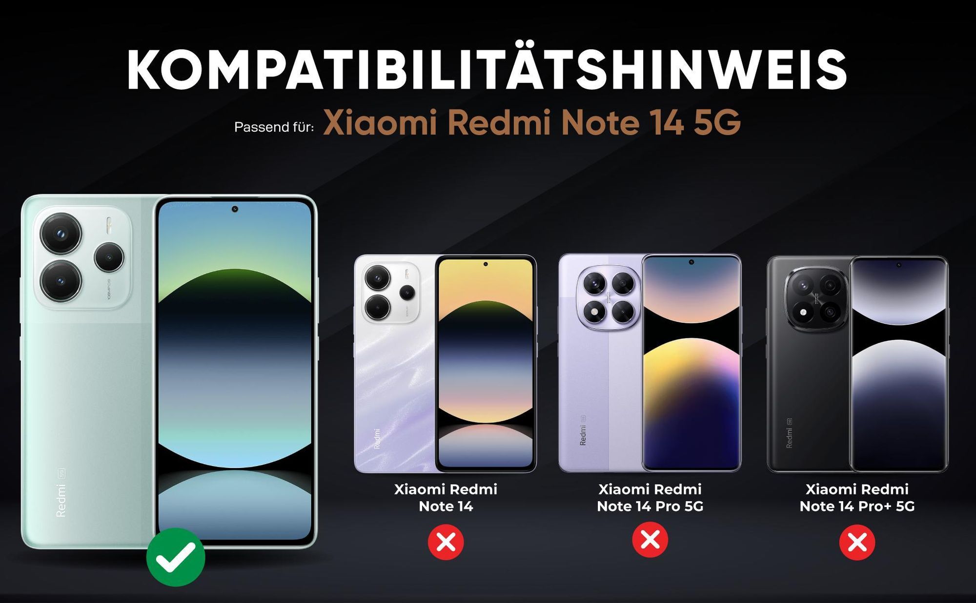 Kompatibilitätshinweise Hülle für Xiaomi Redmi Note 14 5G