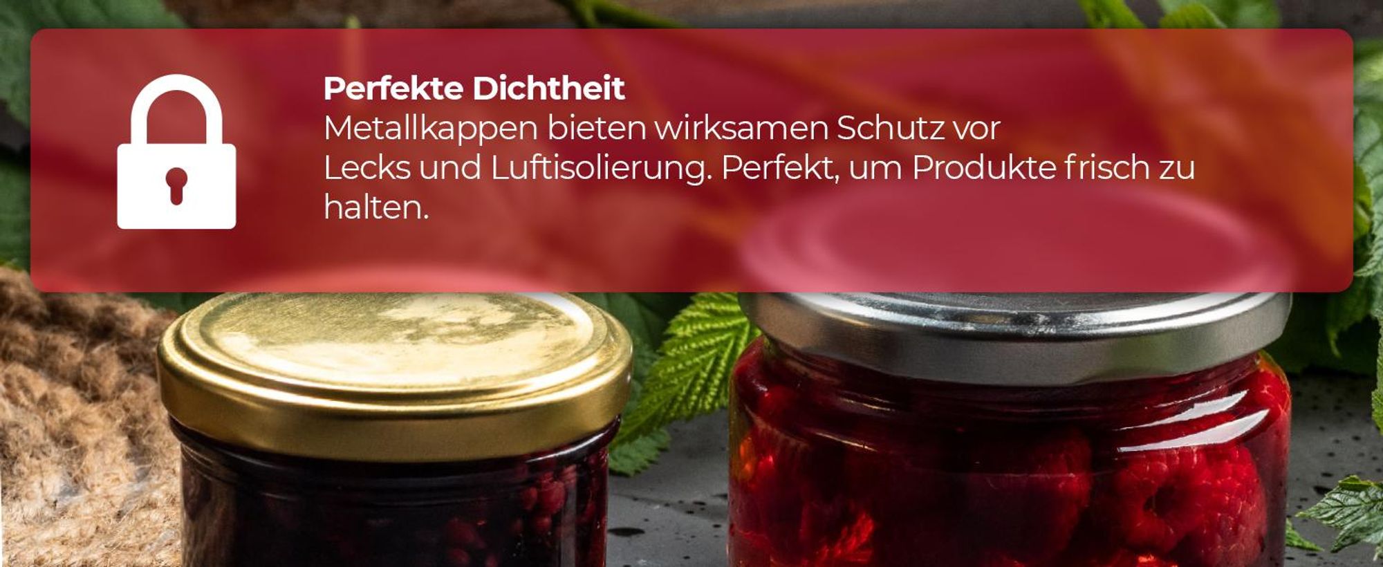 KADAX Einmach-Deckel Set aus Metall "Virbo", mit 6 Einrastzähnen, Rot kariert, 82 mm, 50 Stück