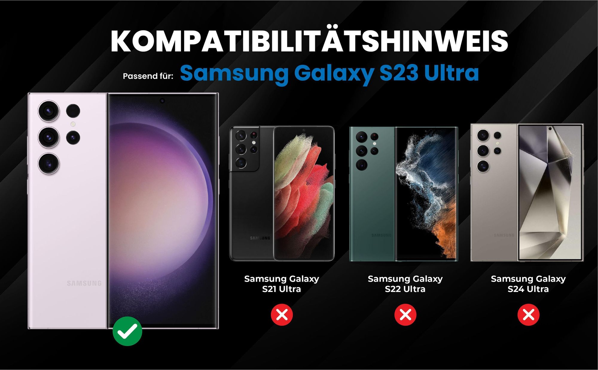 Kompatibilitätshinweise Hülle für Samsung Galaxy S23 Ultra