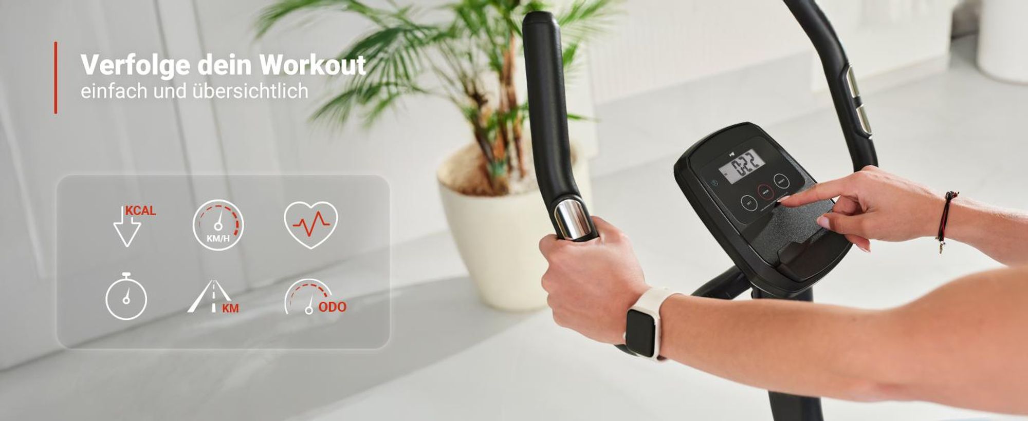 Hop-Sport Heimtrainer HS-3000H Hometrainer Fahrrad mit Magnetwiderstand, LCD-Display, Bluetooth & Kinomap, Pulsmessung, bis 120 kg belastbar, Schwarz