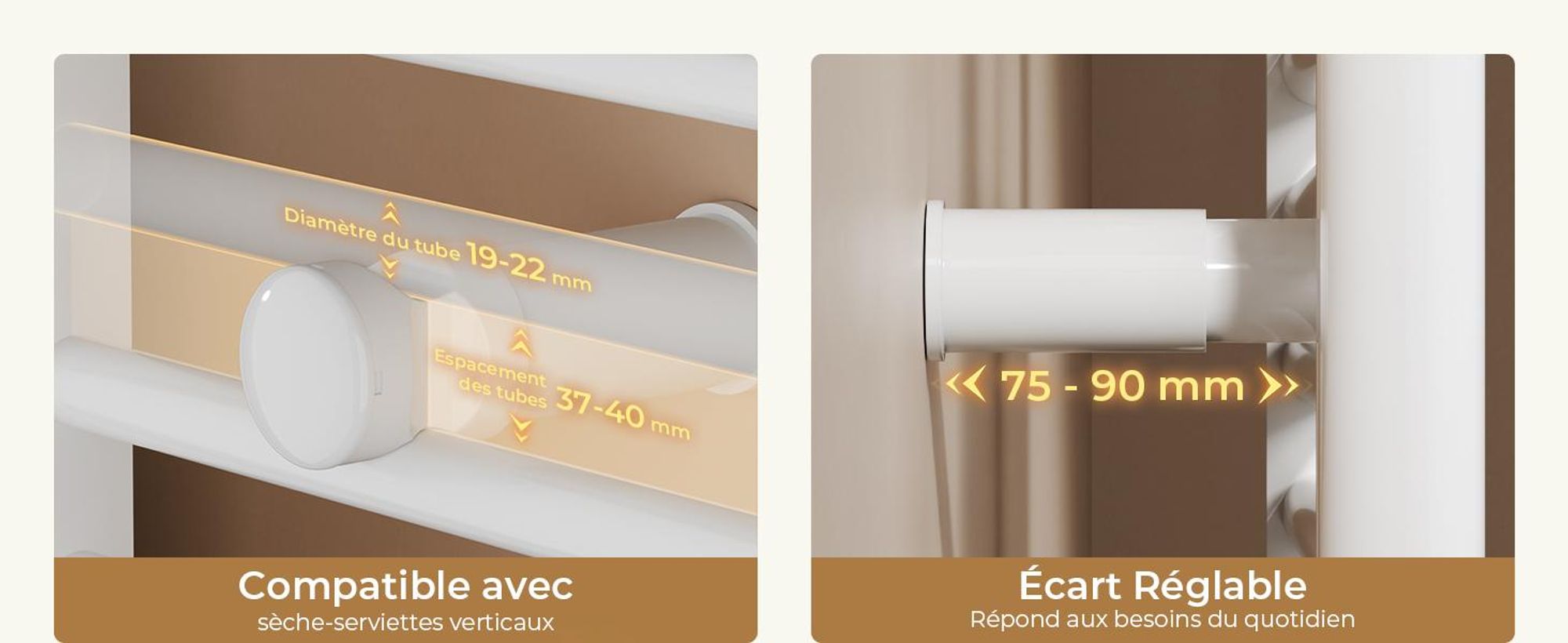S'AFIELINA Support pour radiateur de salle de bain, Kit de support de radiateur réglable, résistant à l'humidité, y compris soupape de purge & obturateur, 1 pièce