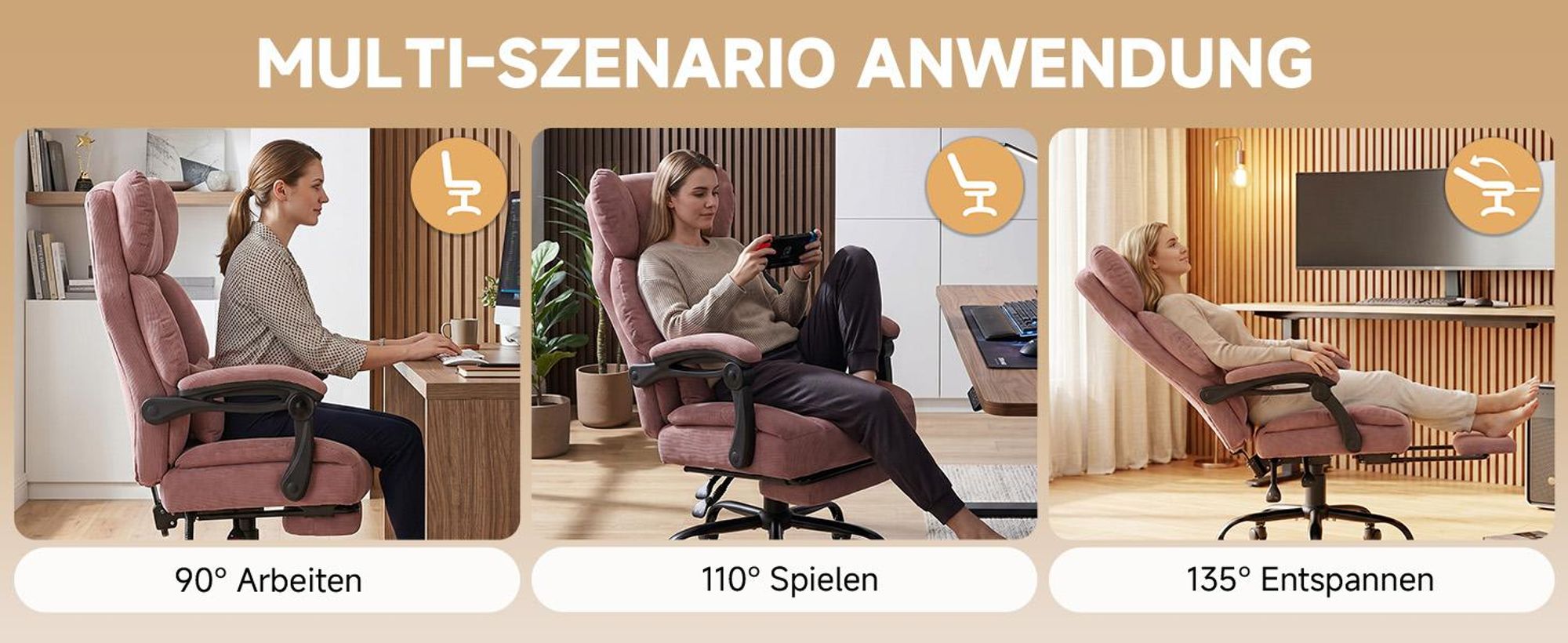 GTPLAYER Gaming Stuhl, Ergonomischer Bürostuhl mit Fußstütze und Lendenstütze, Hochlehner Chefsessel für Große, breiter Computersessel, Höhenverstellb
