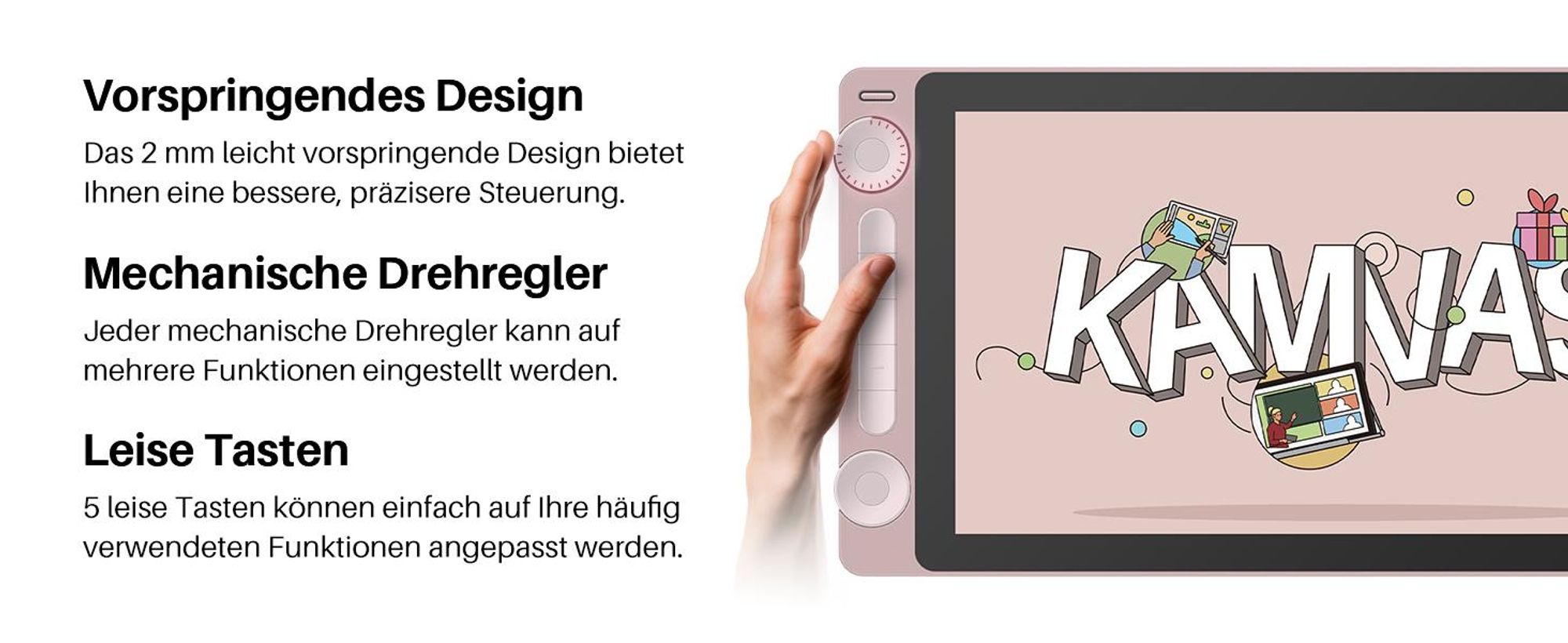 HUION Kamvas 13 Gen 3 Grafiktablett mit Display, 13,3-Zoll-Zeichenmonitor aus Canvas-Glas, 99% sRGB-Abdeckung, neues PenTech 4.0, 16384 Stiftdruck