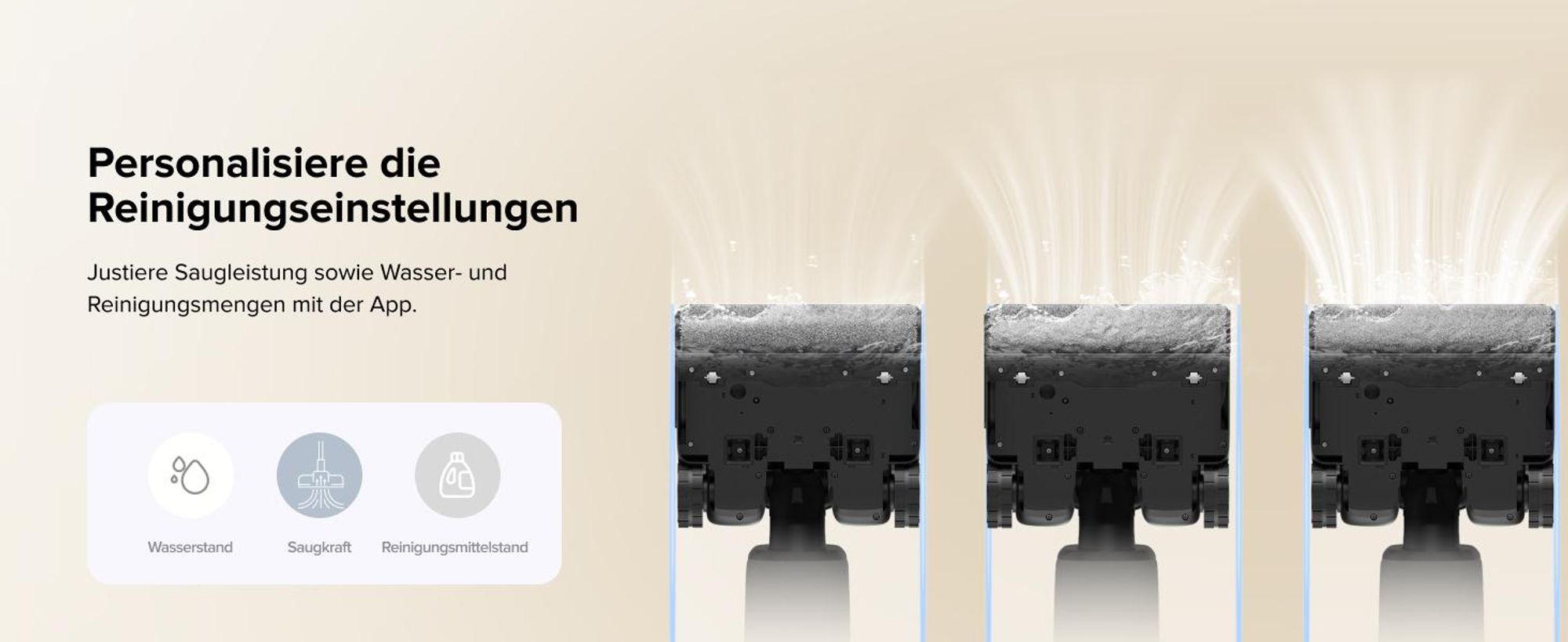 Roborock F25 ACE Pro Nass Trockensauger, 25000Pa, JetFoaming gegen Flecken, Anti-Haar-Verwicklung, 180° Flach-Design, Heißwasser-Selbstreinigung