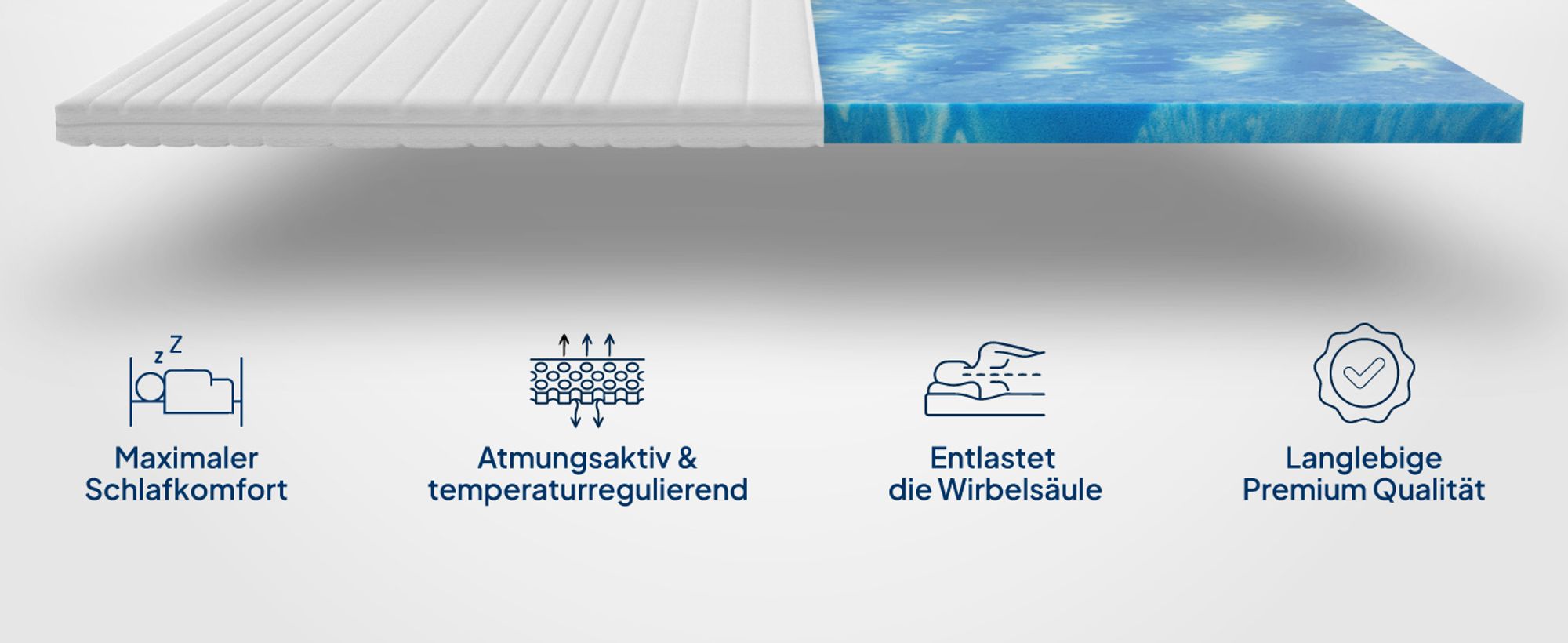 AM Qualitätsmatratzen | Basic Gelschaum-Topper | 100x200 cm | 6 cm Höhe | Matratzentopper | 100/200 | Gel Topper