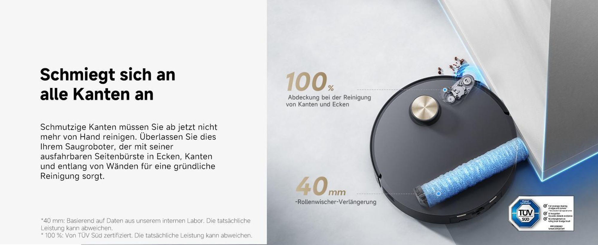 Dreame Aqua10 Roller Staubsauger Roboter mit Wischfunktion,30kPa Saugkraft,KI-Navigation,Heißwasserwaschen,Heißlufttrocknung,0 Tangle,Selbstreinigung