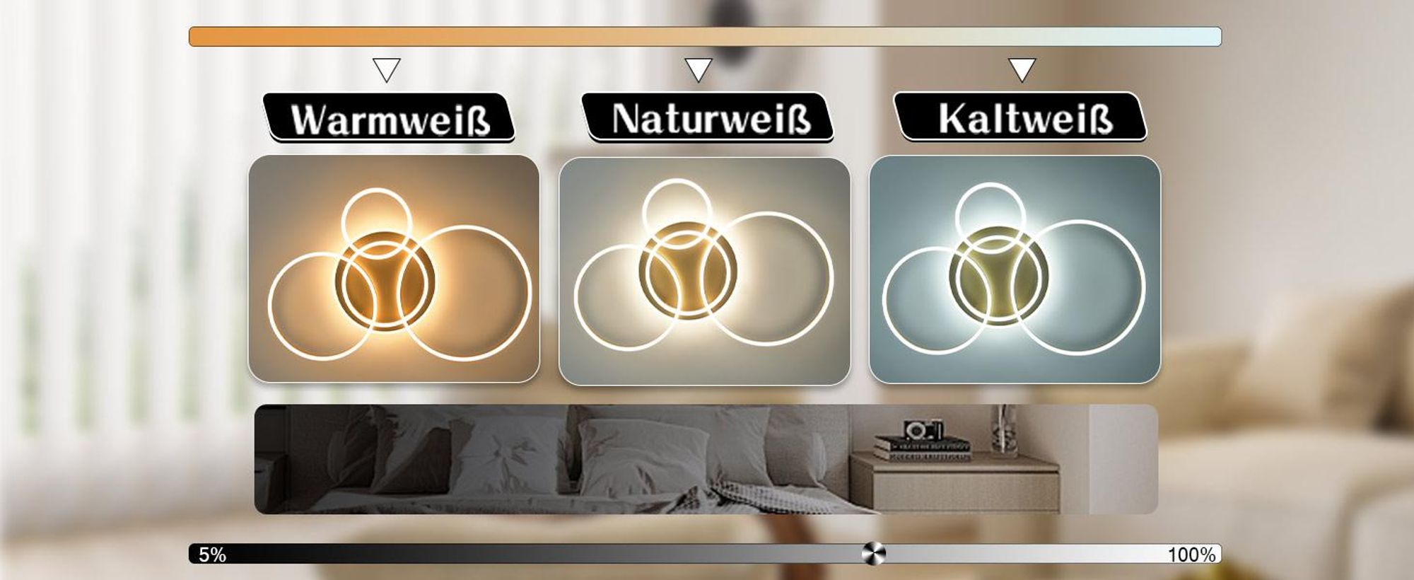 ZMH Lampa sufitowa LED 98CM Oświetlenie sufitowe 90W Ściemnialna z pilotem Złota 4 pierścienie Oświetlenie sufitowe do sypialni kuchni