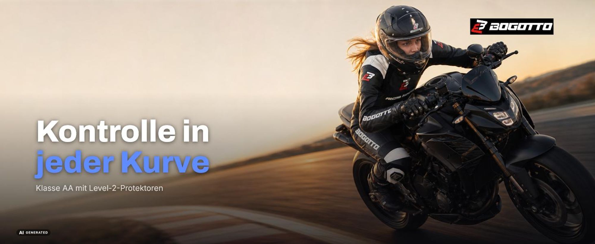 Bogotto Losail 2-Teiler Damen Motorrad Lederkombi, schwarz/weiß, 36