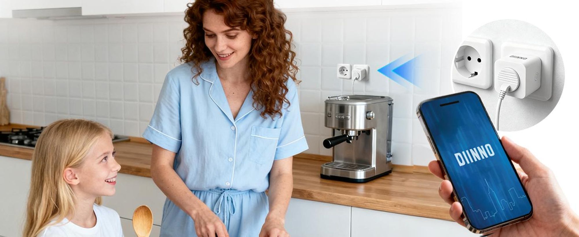 DIINNO Smart Steckdose WLAN mit Stromverbrauchsmessung, App-Steuerung und Timer