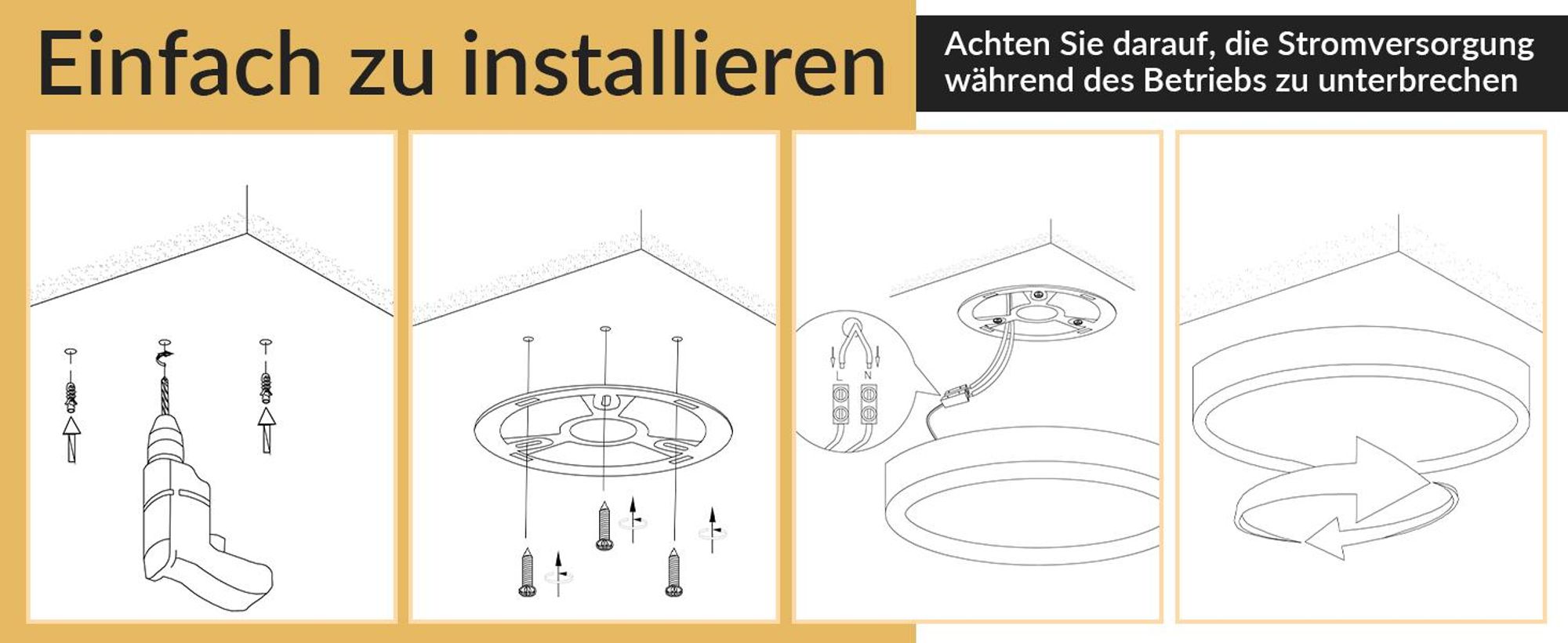 Plafonnier LED ZMH blanc, plat, 15 W, 3000 K (blanc chaud), 18 cm, petit éclairage de plafond pour la cuisine et le couloir