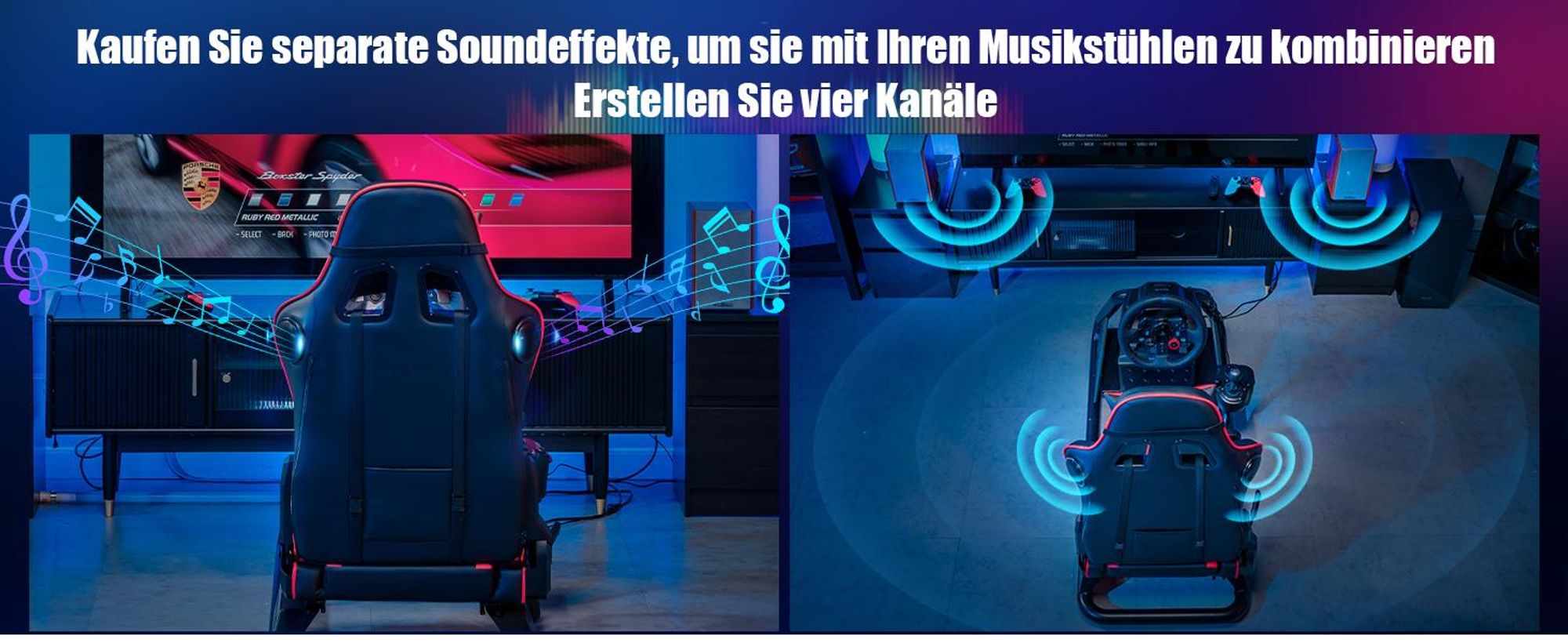 GTPLAYER Simulator Cockpit, SIM racing Cockpit, rennsimulator lenkradständer Gamingstuhl racing wheel stand mit Bluetooth-Lautsprecher und Pedalablage