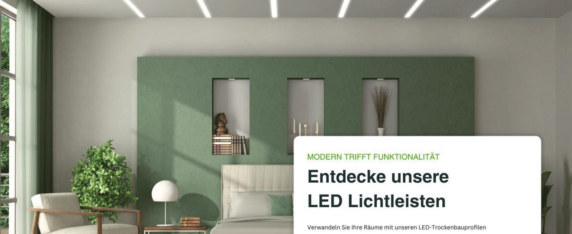 HEXIM LED Trockenbauprofil Alu Unterputzprofil LED Profil (2 Meter / 1 Profil) inkl. Abdeckung opal Trockenbauleiste Einbauprofil Schiene Decke Wand (ALED-2, Leuchtbreite 20mm)