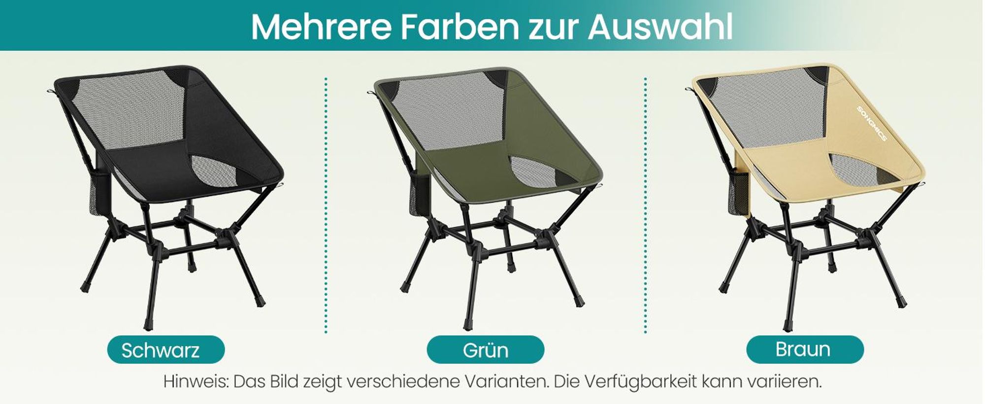 SONGMICS Campingstuhl höhenverstellbar, Klappstuhl mit Stahlrahmen, 2 Aufbewahrungstaschen, Outdoor, braun