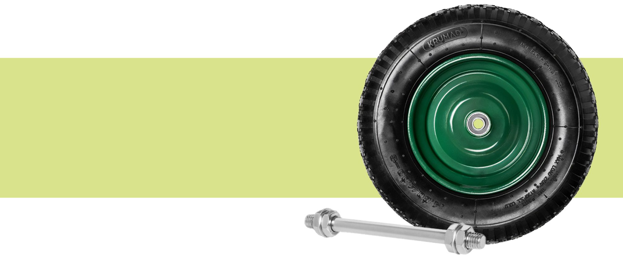 KRUMAD Schubkarrenrad mit Achse 200 kg 4.80/4.00-8 39 cm Metall Ersatzrad für Schubkarre Schubkarrenzubehör