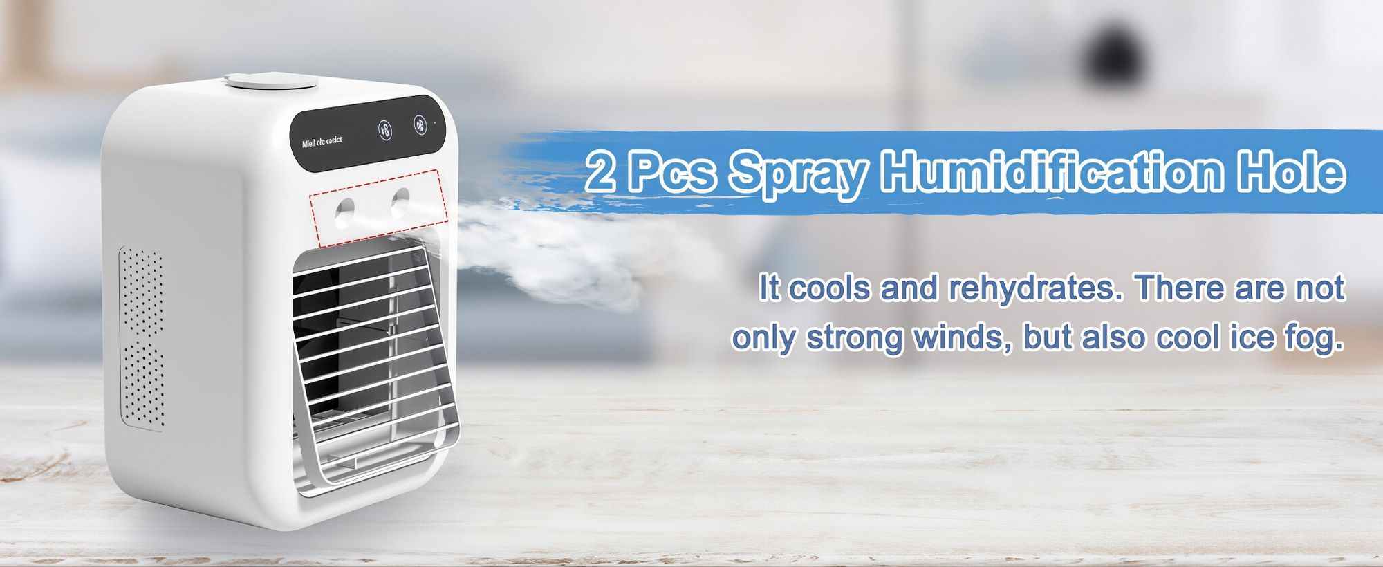 Mini Klimaanlage,USB Tragbarer Ventilator Luftkühler mit 2 Windgeschwindigkeiten,Doppelnebelspra,500ml Wassertank,Leiser Weiß Standventilatoren