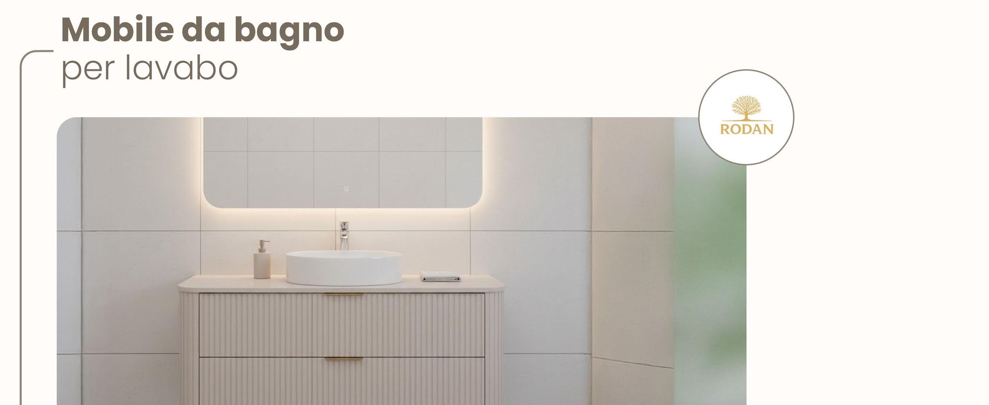 Mobile da bagno 120 CM Beige Mat MDF 2 cassetti