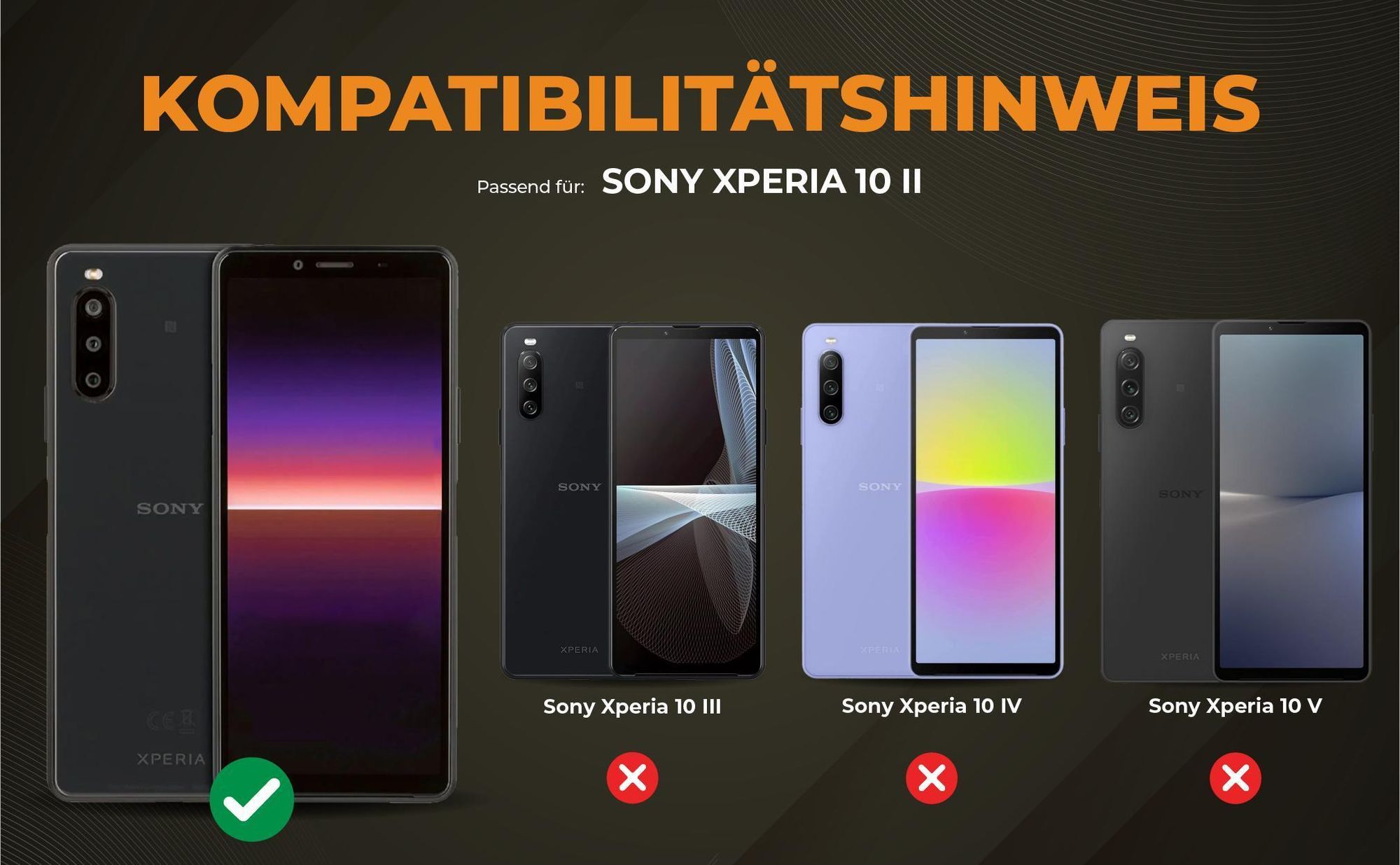 Kompatibilitätshinweise Hülle für Sony Xperia 10 II