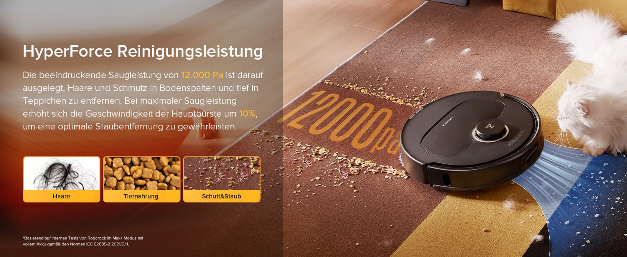 Roborock Qrevo S5V Saugroboter mit Wischfunktion, 12.000Pa, Zero-Tangle System, Warmlufttrocknung, Multifunktions-Dockingstation (Schwarz)
