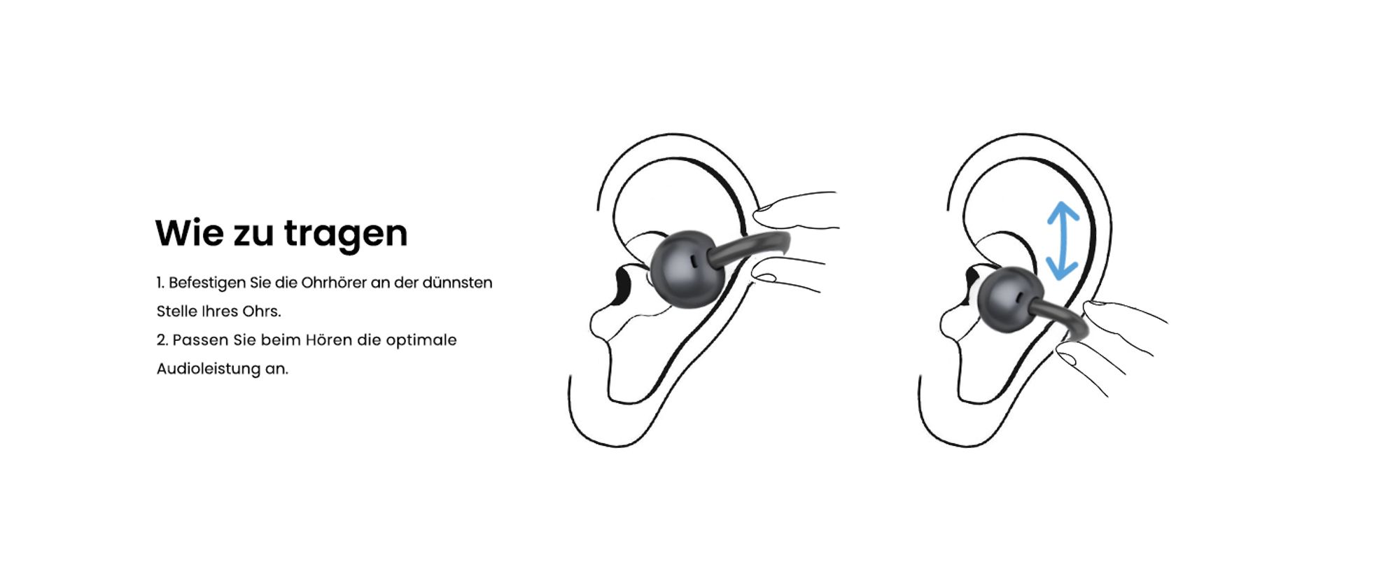 Bluetooth Kopfhörer, Sport Kopfhörer, In Ear Kopfhörer, Bluetooth 5.4 Sport-Kopfhörer( Offenes Ohrclip-Design , HiFi Stereo, 60 Std Laufzeit, IPX7）