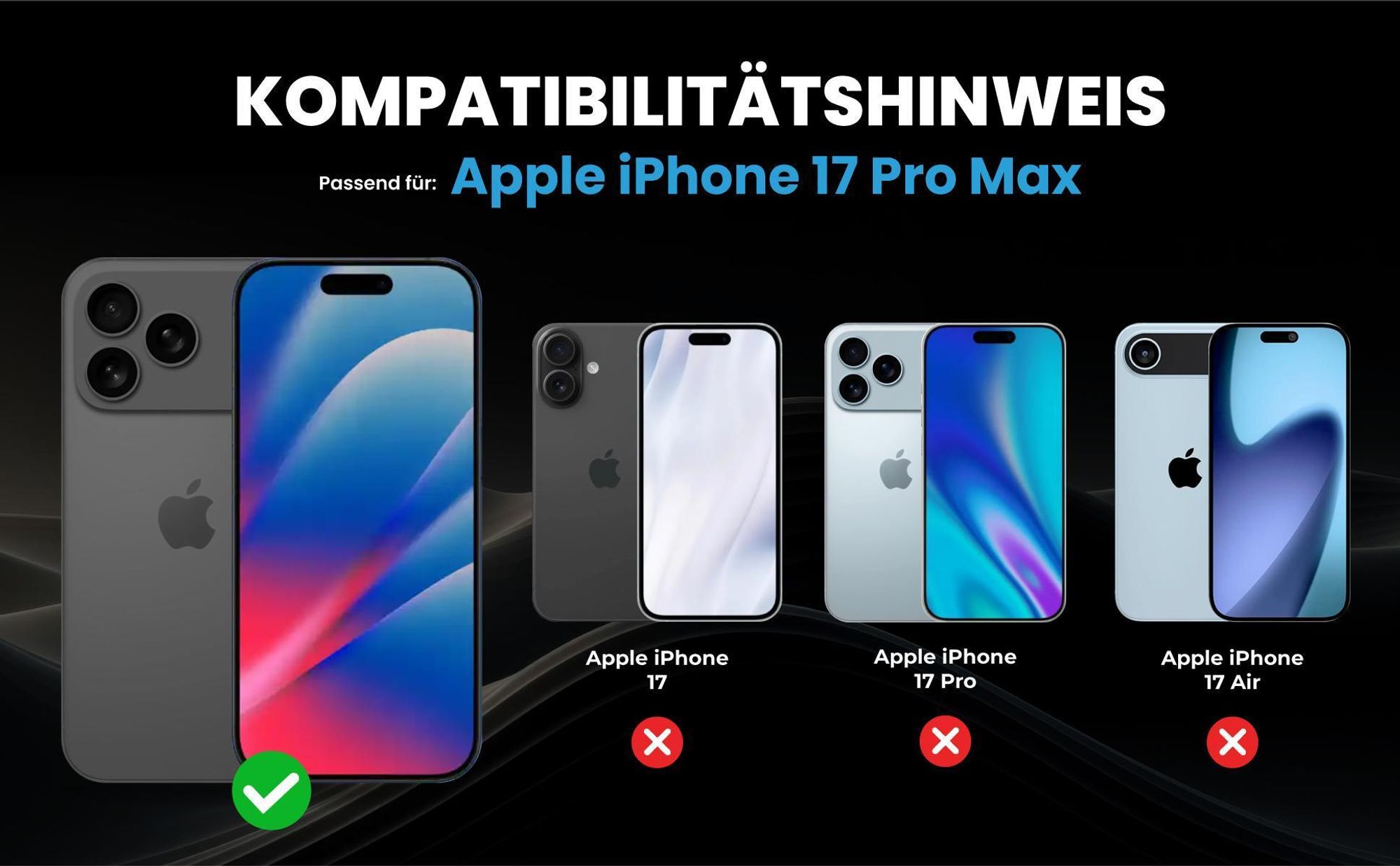 Kompatibilitätshinweise Hülle für Apple iPhone 17 Pro Max