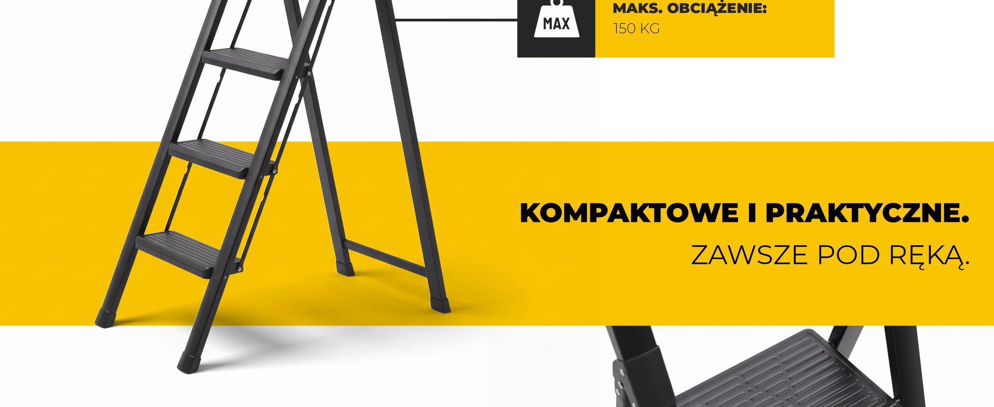 Drabest | Drabina domowa - Slim - stalowa - Schodki warsztatowe - Kolor: czarny - 4 stopnie - Składane - Maksymalne obciążenie: 150 kg