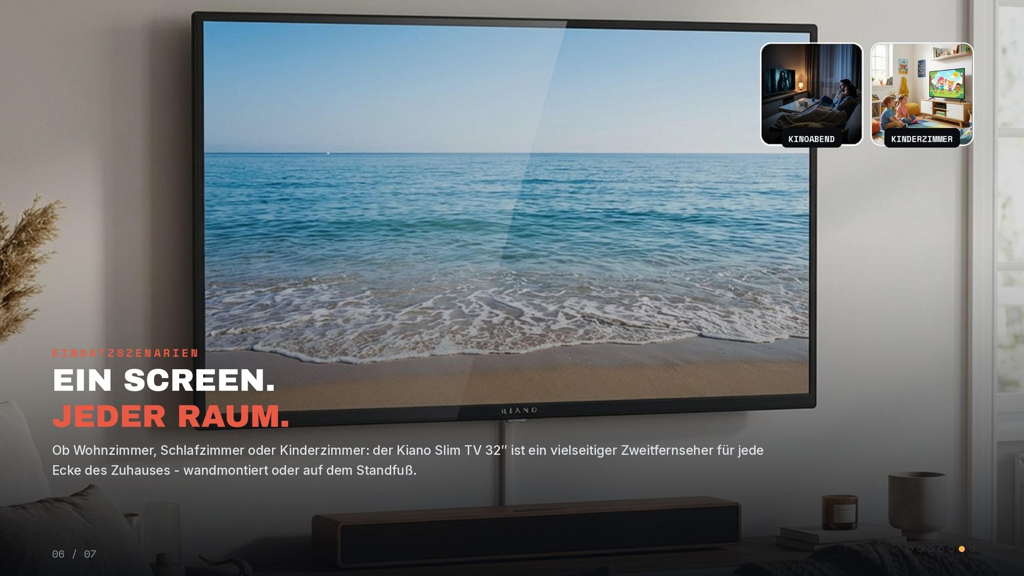 Kiano Fernseher 32 Zoll (81,3 cm) LED HD Ready - DVB-T2/S2 - PVR USB Aufnahme - Dolby Digital Plus - 3x HDMI - VESA 100x100 - ohne Smart TV