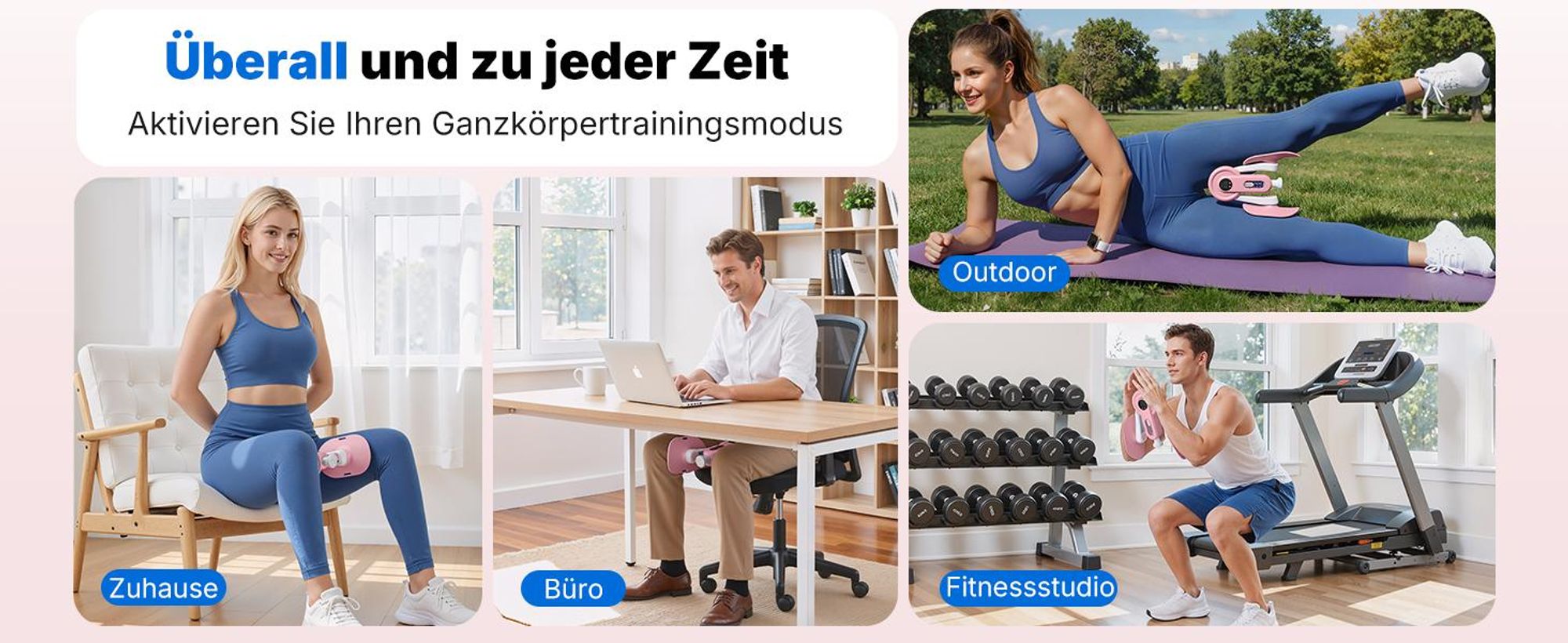 Beckenbodentrainer, Oberschenkeltrainer, Beintrainer, postnatale Rückbildung. Kompakt, tragbar, vielseitig einsetzbar