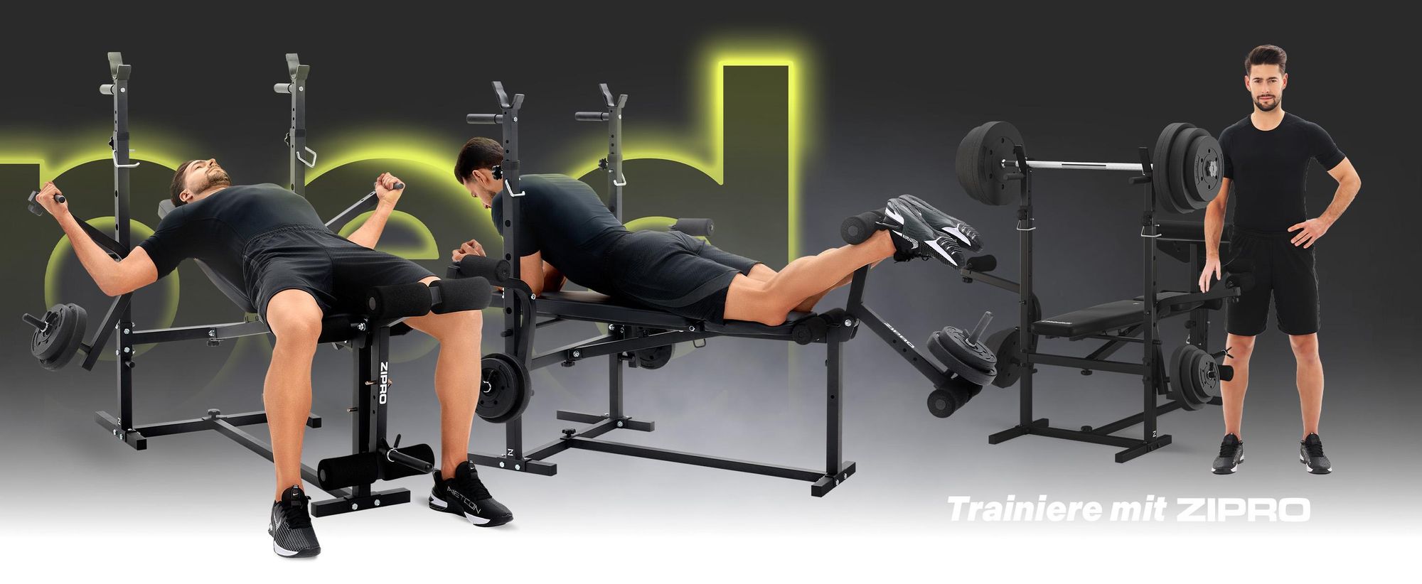 Zipro Multifunktions-Hantelbank Ripped – Kraftstation mit Butterfly Beincurler Inkl. Curlpult & Dip-Station Verstellbare Schrägbank mit Hantelablage