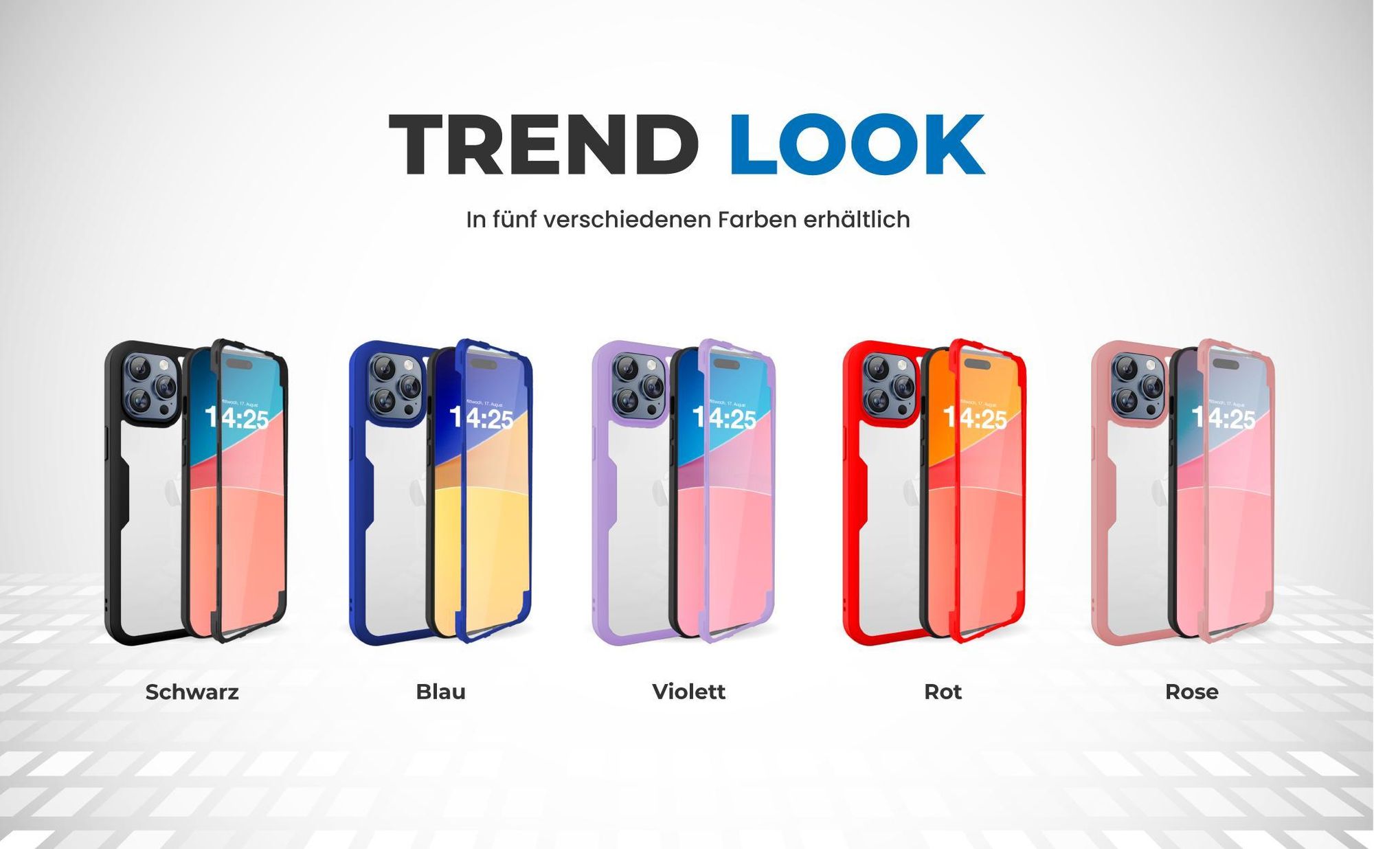360 Grad Cover Front Back für Apple iPhone 16 Pro Max in verschiedenen Farben