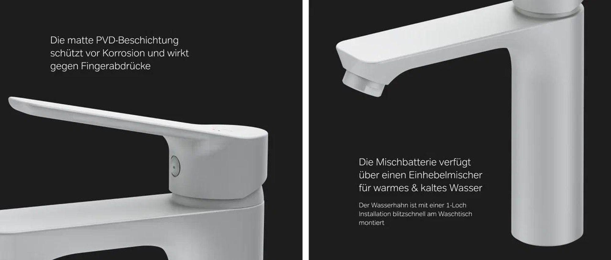 AM.PM Wasserhahn Bad Weiss Waschtischarmatur Bad Armatur Mischbatterie Waschbeckenarmatur Einhebelmischer Badezimmer