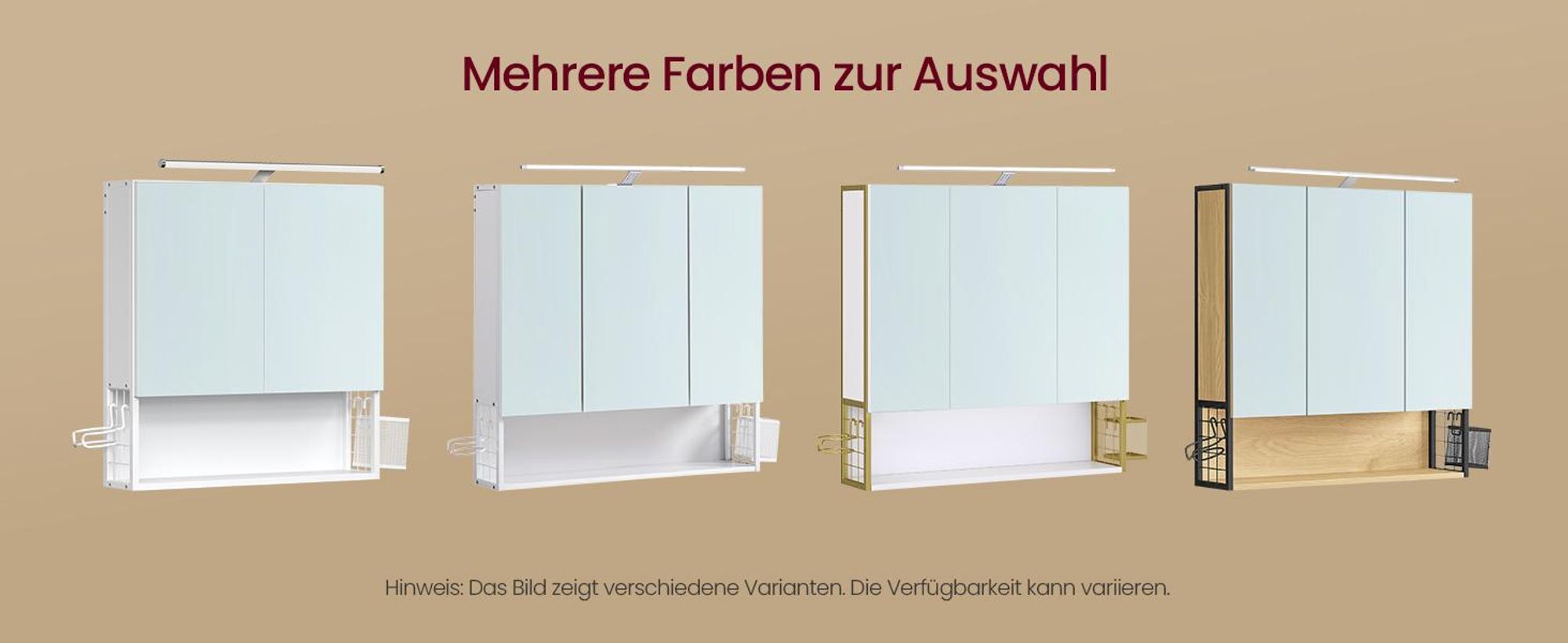 VASAGLE Hängeschrank Badezimmer mit Spiegel, 2 Türen, LED-Beleuchtung, Steckdose, Wandmontage, 13 x 56 x 58 cm, weiß