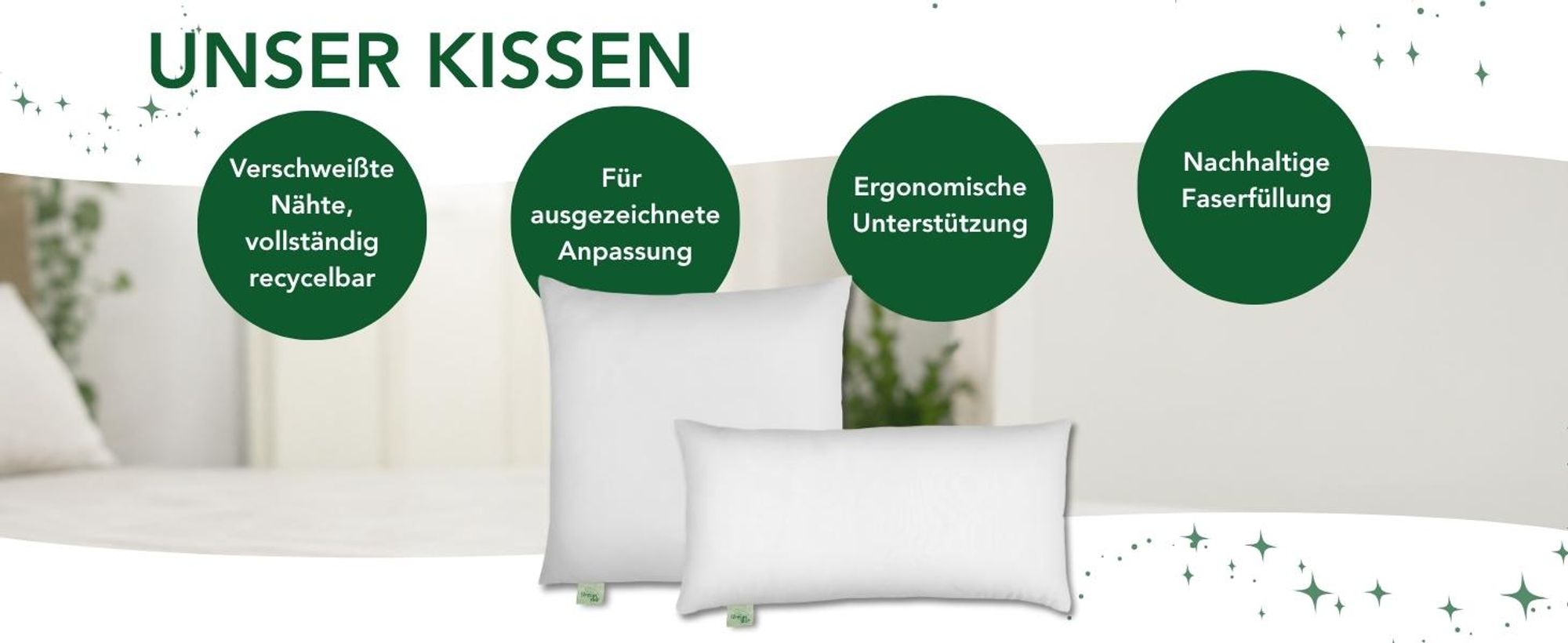 2 stuks eco-kussens van microvezel | 40 x 80 cm | DREAMSTAR Eco | Geschikt voor mensen met allergieën