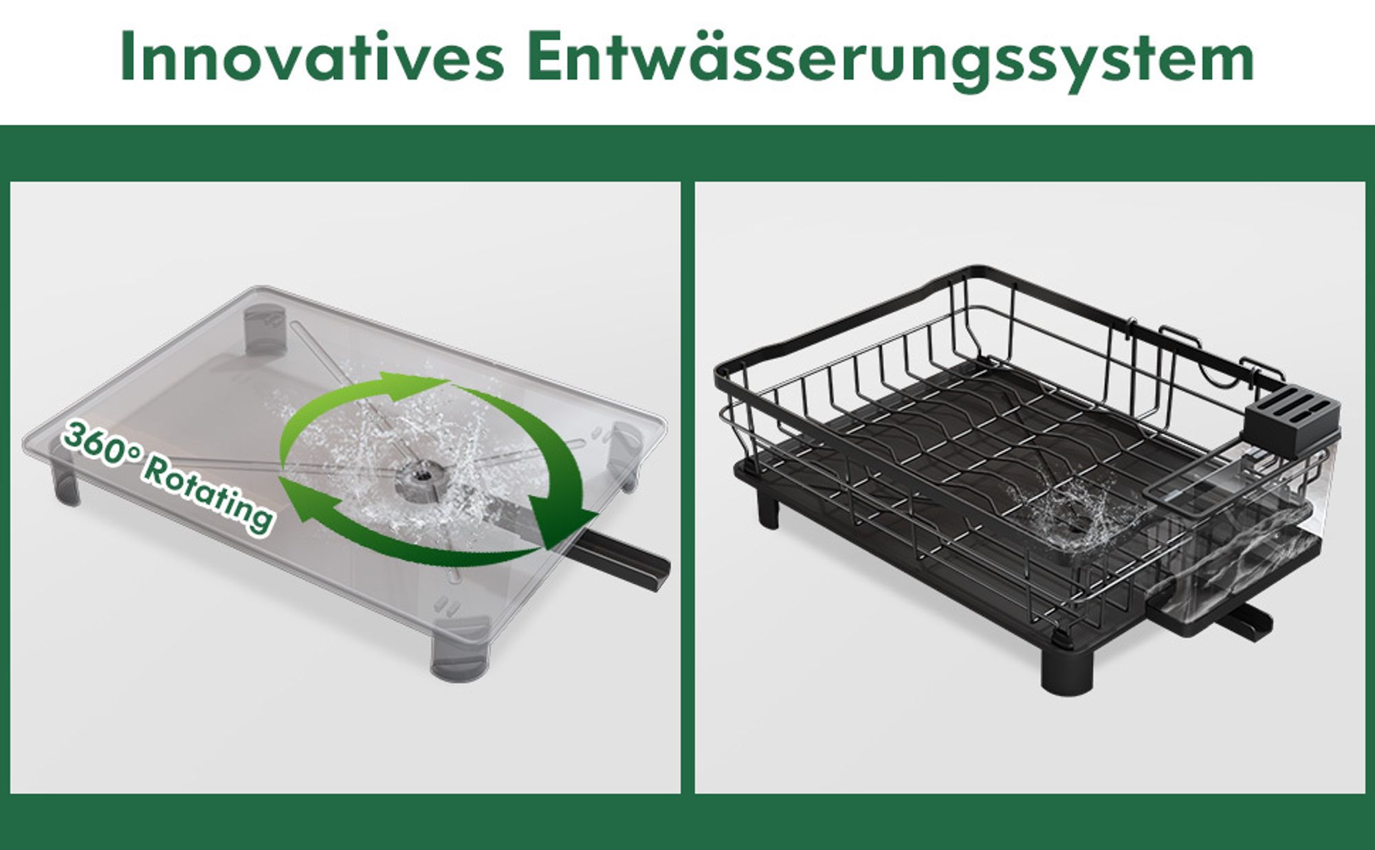 Abtropfgestell Geschirr, 2-Stufiges Geschirrabtropfgestell mit Abtropfschale und Abtropfmatte, Edelstahl-Abtropfgestell mit Utensilienhalter