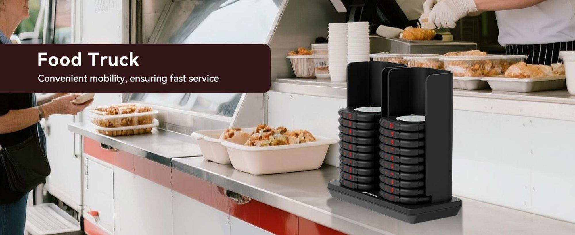 Système de bipeurs Retekess TD186 pour restaurants, 20 bipeurs, portée de 600 m, conception à bascule, 64 combinaisons d'appel, fonction de réveil automatique, pour restaurants, bars et cafés