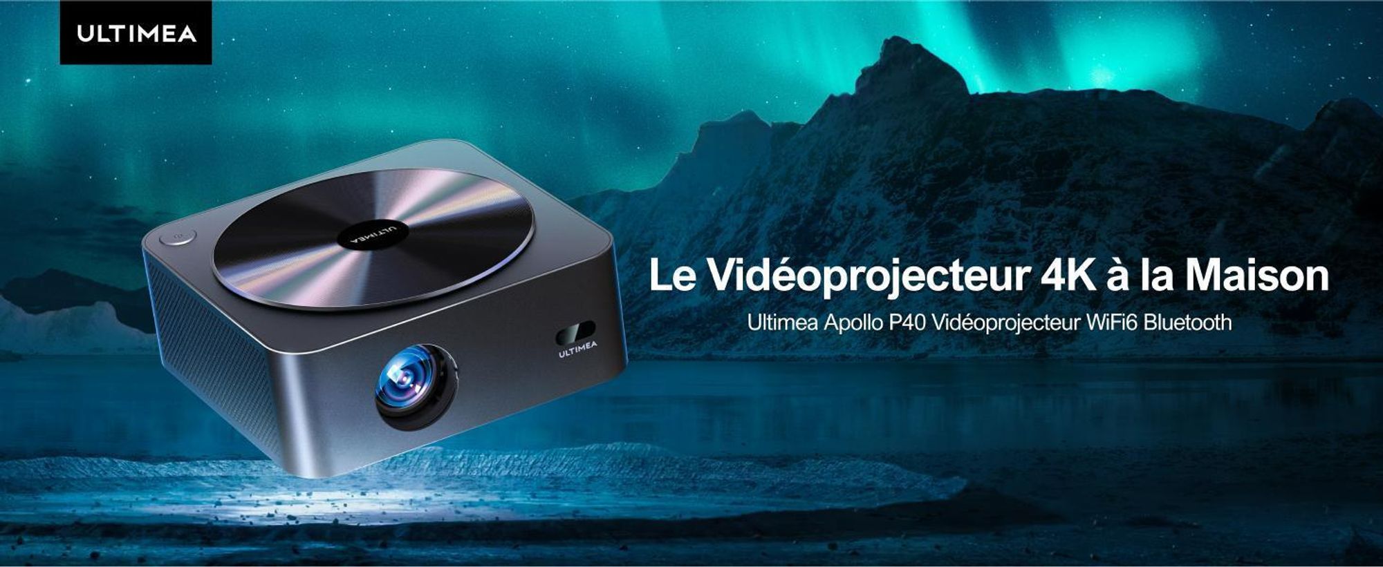 Projecteur ULTIMEA 1080P version mise à jour avec prévention des obstacles, 700 ANSI lumens, 15000:1, orientation intelligente de l'écran, Apollo-P40