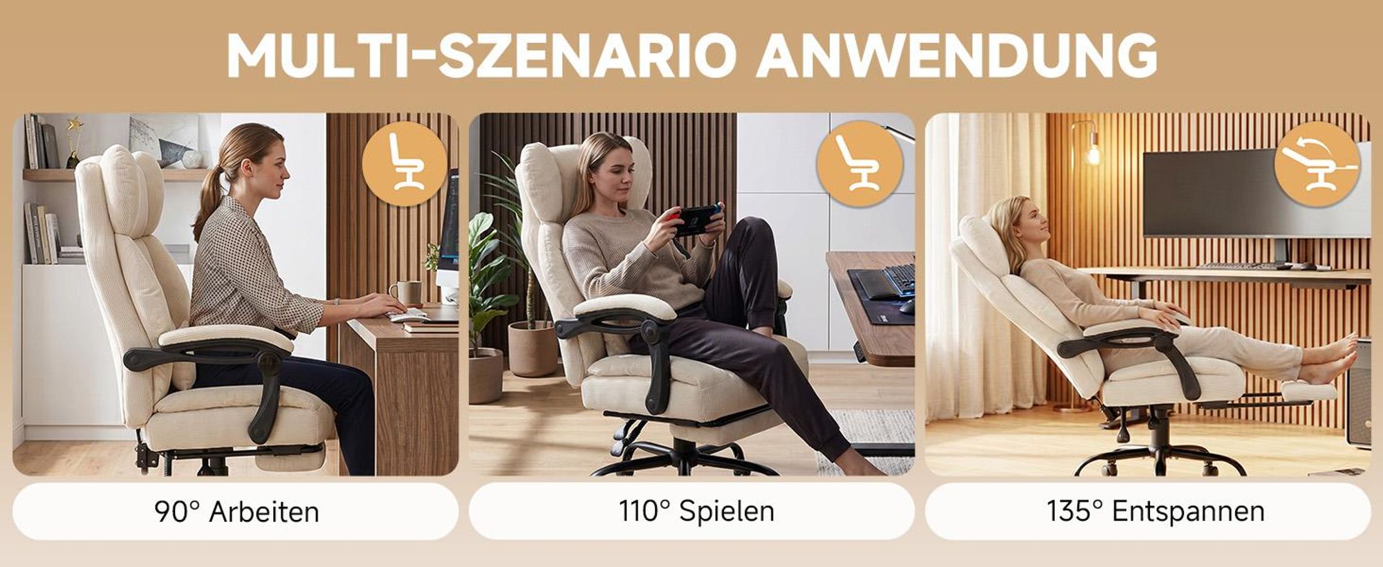 GTPLAYER Gaming Stuhl, Ergonomischer Bürostuhl mit Fußstütze und Lendenstütze, Hochlehner Chefsessel für Große, breiter Computersessel, Höhenverstellb