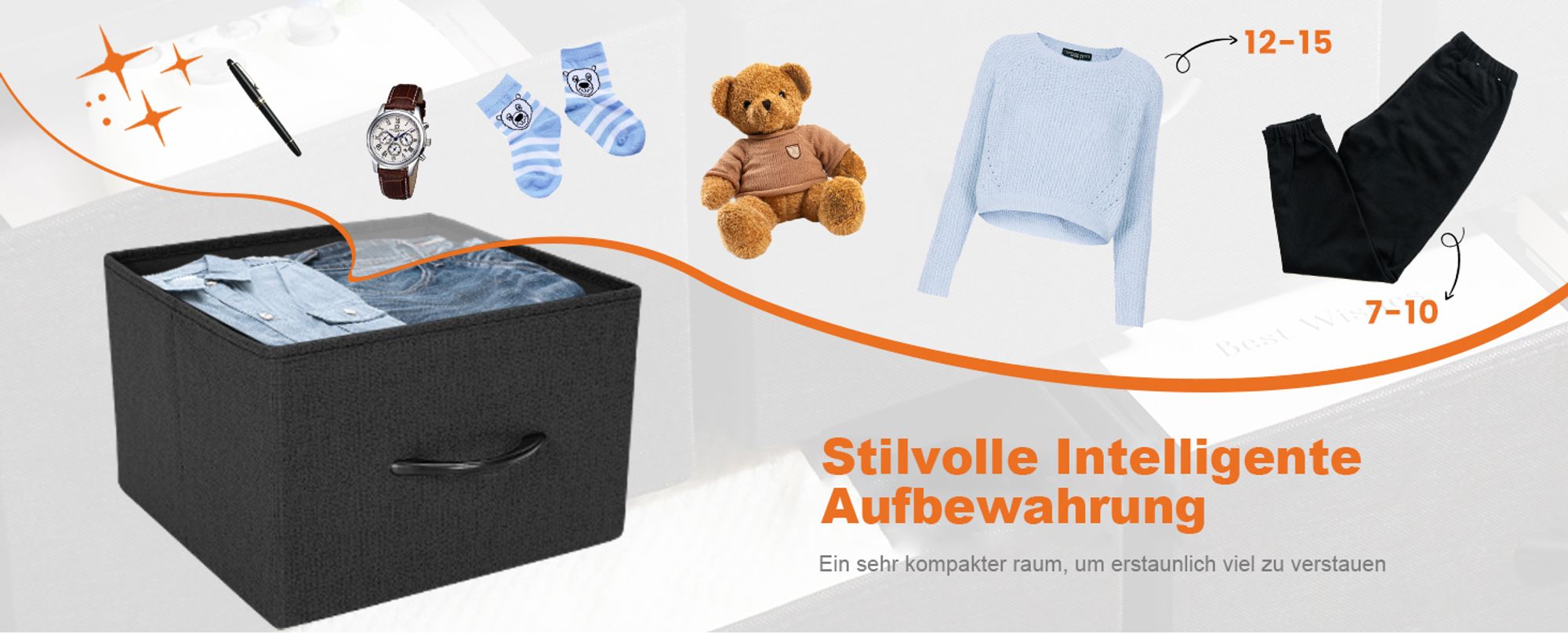 Kommode mit Stoffschubladen, Chest of Drawers mit 5 schubladenschrank, kommode schlafzimmer schubladen schrank,Stoffkommode drawer