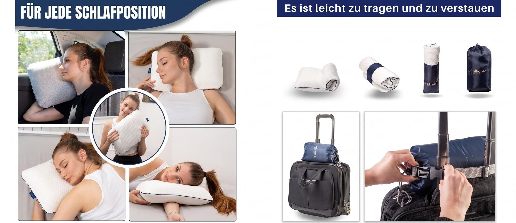 Collage zur Produktdemonstration, die die Technologie zur Feuchtigkeitsabsorption zeigt