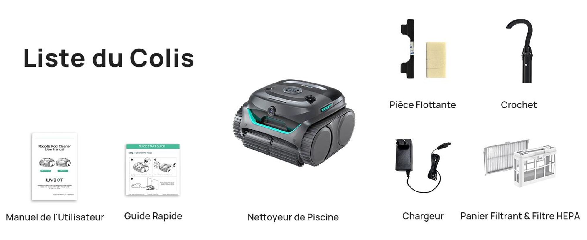 Robot de piscine sans fil WYBOT C2 Vision - Smart Vision Nav, autonomie de 180 minutes,via application, IPX8