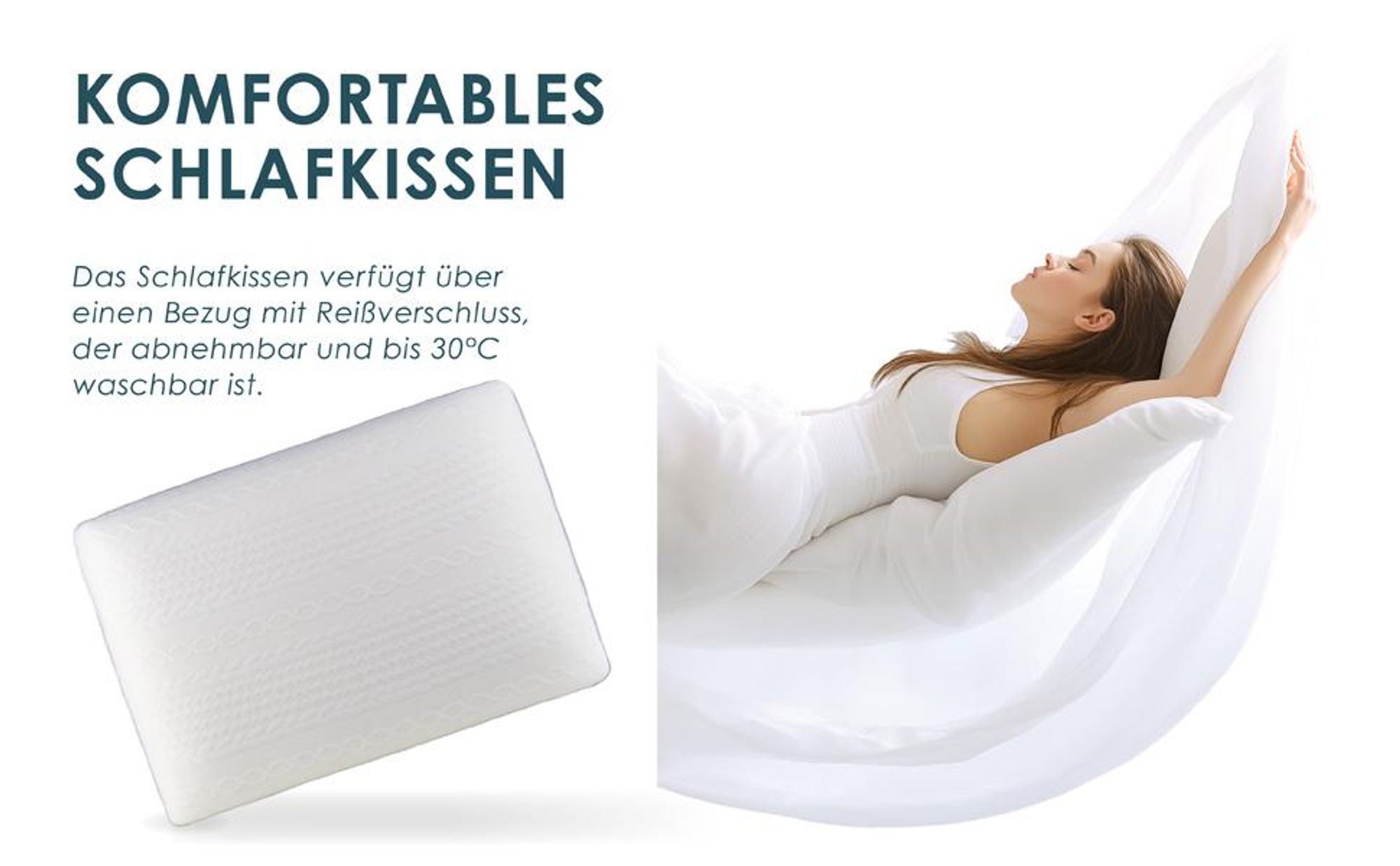 Orthopädisches Memory Foam Kopfkissen 14 cm, Ergonomisches Nackenstützkissen, für alle Schlaftypen Rücken-, Bauch- & Seitenschläferkissen