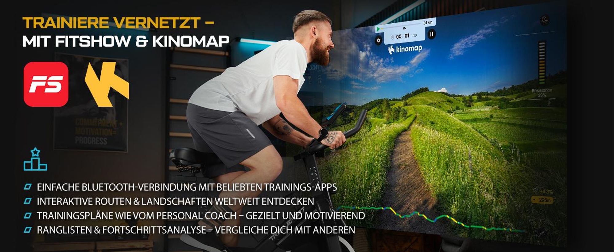 TREX SPORT Indoor Bike Heimtrainer Fahrrad TX-840SB FARGO |Magnetischer Widerstand, 10kg Schwungrad, Trainingscomputer, Pulssensoren, leise, bis 130kg