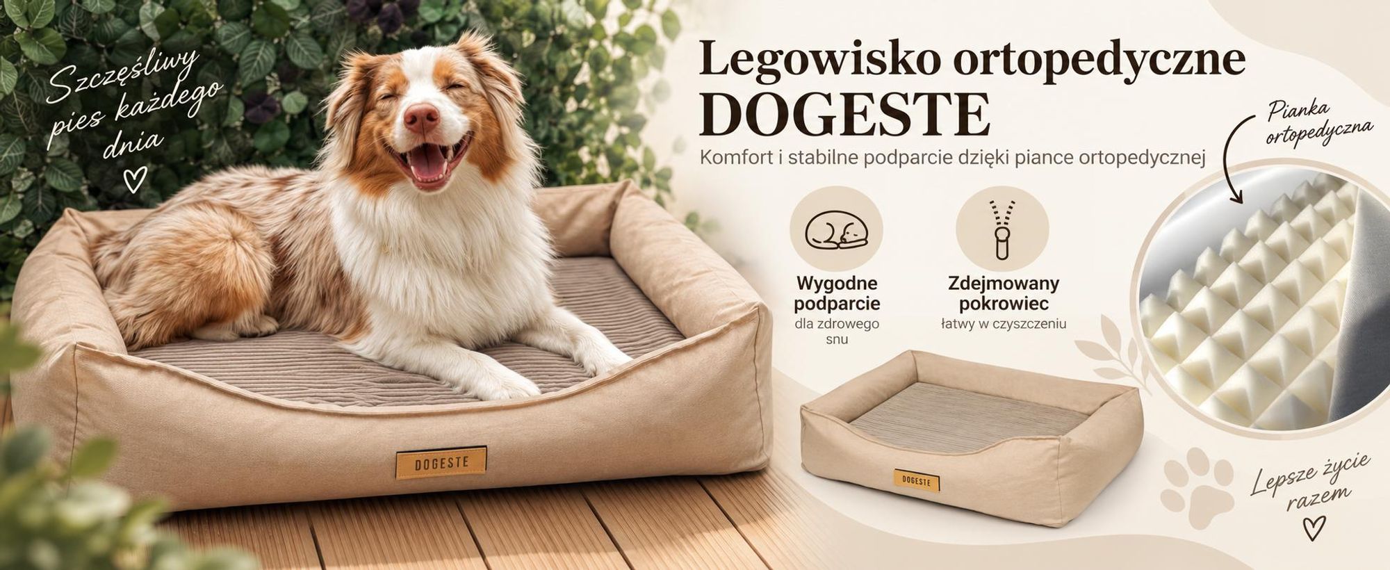 Legowisko ORTOPEDYCZNE dla psa Posłanie Kanapa XXL 100x82 cm - kolor beżowy