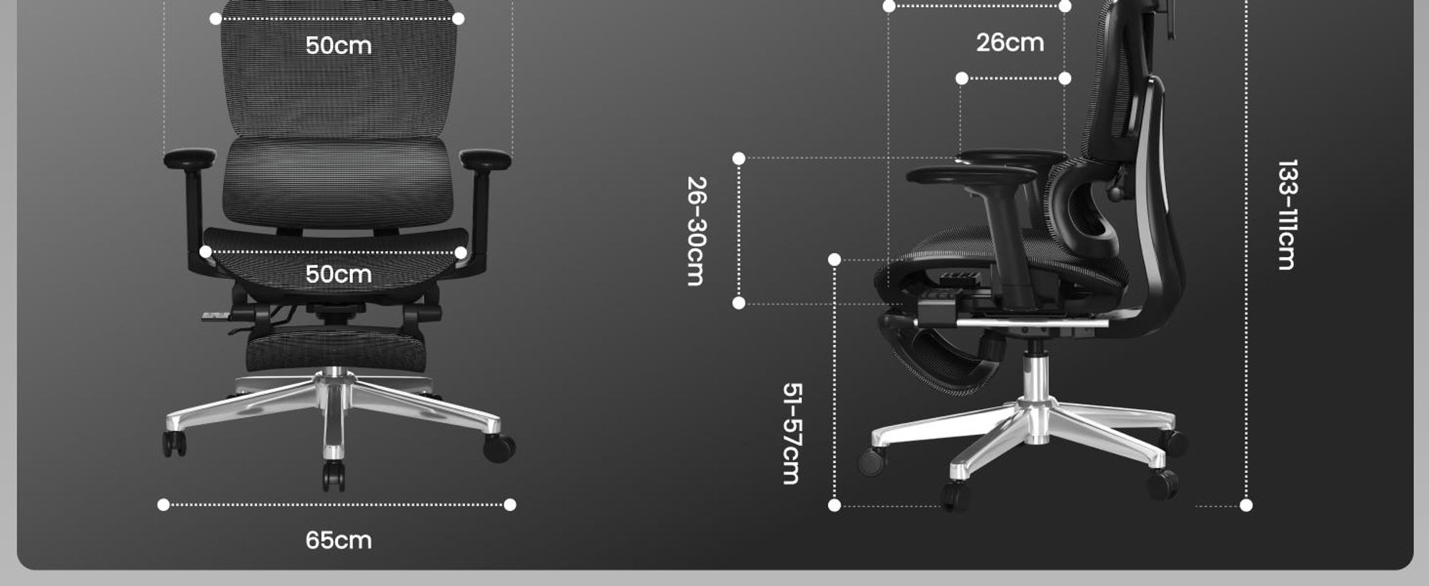 FLEXISPOT ErgoX Ergonomischer Bürostuhl mit Fußstütze, 3D-Armlehnen & Kopfstütze, 5D-verstellbare Rückenlehne, Tragfähigkeit von 136 kg, Grau