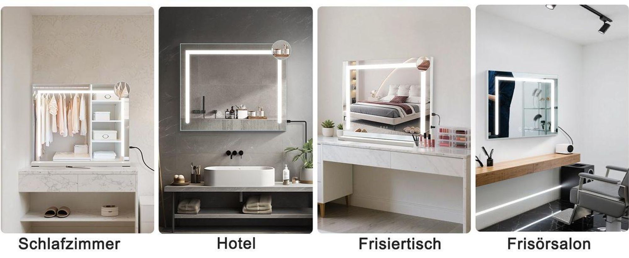 ZMH Specchio cosmetico con illuminazione 70x55 cm Specchio da toeletta con luce Touch LED dimmerabile 3 modalità di illuminazione colorata Ingrandimento 5x Specchio per camera da letto